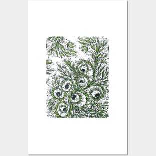 Beautiful green leaves free hand drawing Posters and Art